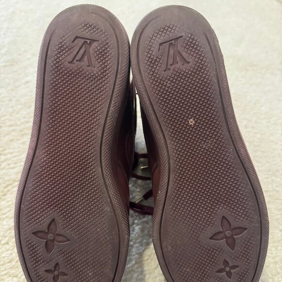 Louis Vuitton burgundy cliffhanger wedge sneakers 6 cm internal wedge - Picture 9 of 16